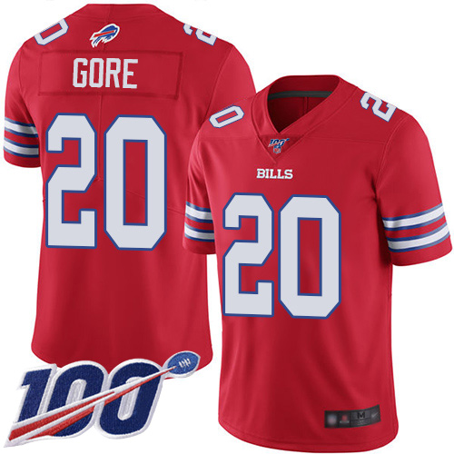 Men Buffalo Bills #20 Frank Gore Limited Red Rush Vapor Untouchable 100th Season NFL Jersey